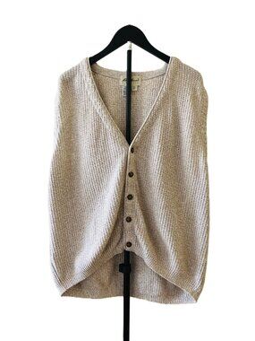 Vintage Eddie Bauer Knit Sweater Vest Cotton Grandpa Cottage USA Mens S Beige
